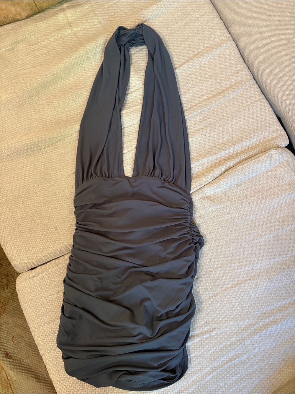 Norma Kamali ruched halter swimsuit